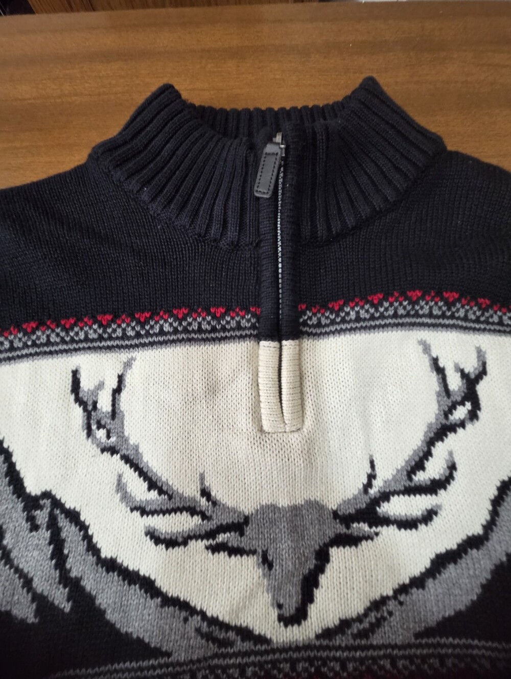Ralph Lauren Chaps Sweater Nordic Black Xxl Deer Quarter Zip Cotton